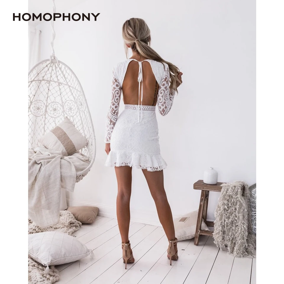 Homophony кружевное платье для женщин сексуальное Повседневное с открытой спиной