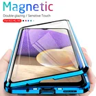 Магнитный чехол-книжка на 360  для Samsung Galaxy A32 4G 5G A 32 32A samsungA32 6,4 ''6,5'', двухсторонний стеклянный металлический бампер, чехол для телефона