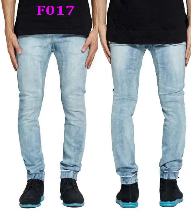 Men Jeans Elastic Waist Skinny Jeans Stretch Ripped Jeans Mens Denim Pants Embroidered Stretch Slim Print Jeans Multiple Styles