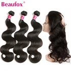 Beaufox 360 фронтальные с пряди, волнистые пучки с 360 фронтальными бразильскими волосами, человеческие пупряди с фронтальными волосами Remy 1 #