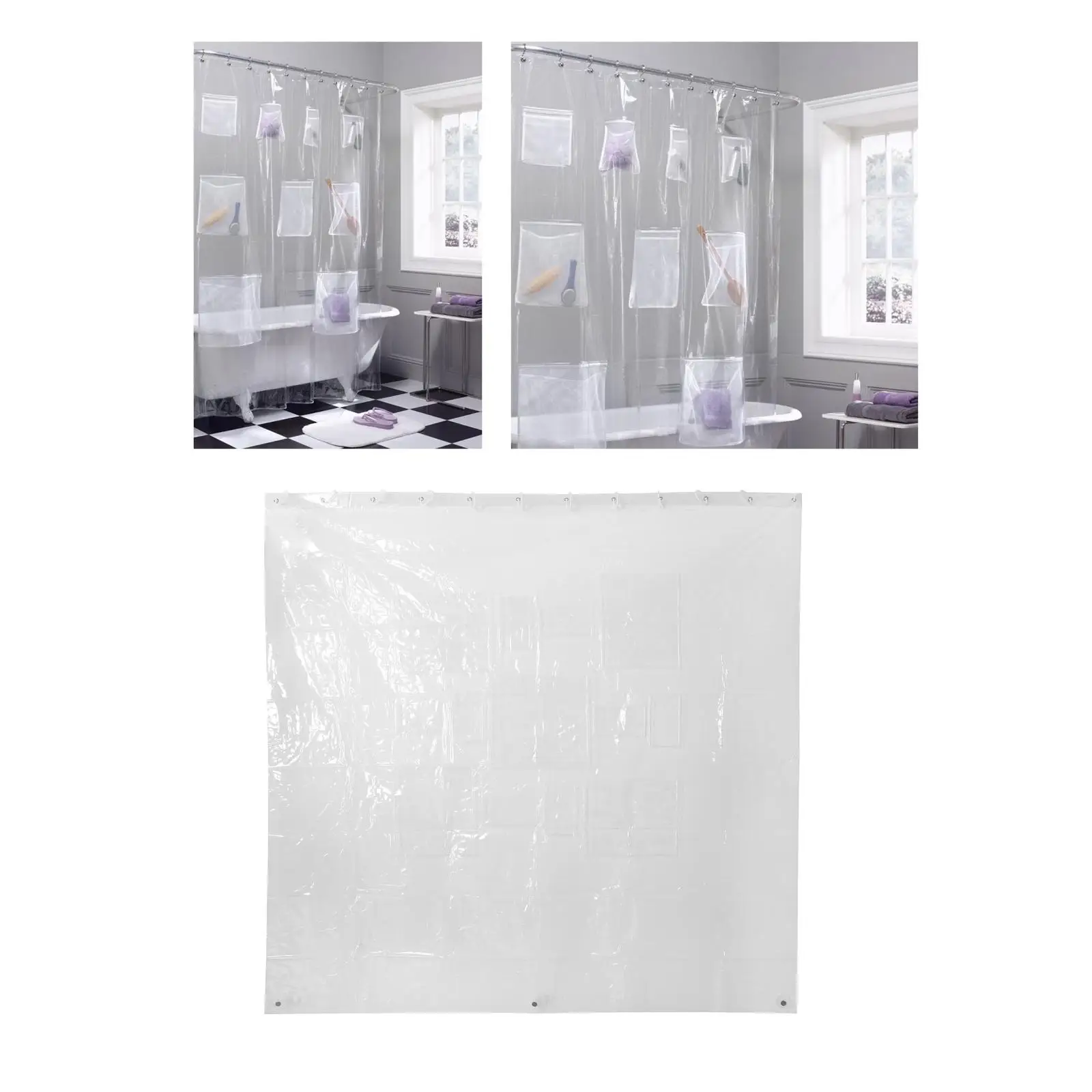 

Waterproof 3D Shower Curtain With 13 Pockets Home Decoration Bathing Bathroom Accessaries 183X183cm