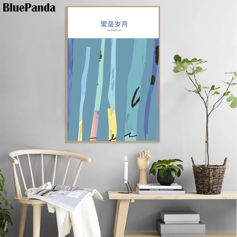 Синего цвета в стиле граффити плакатов и печатает фотографии Minimlist Wall Art