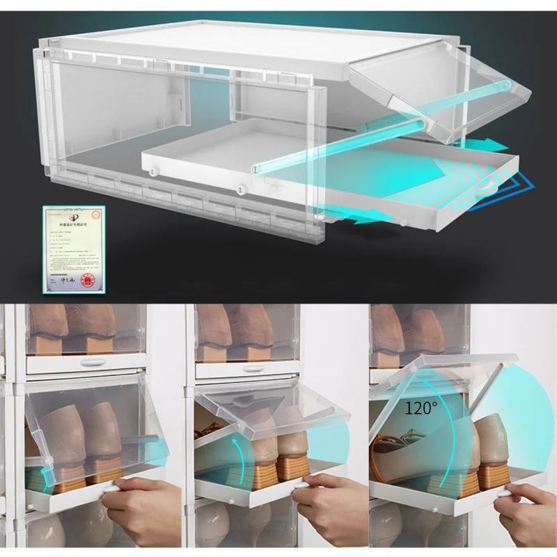 3PCSPP Material Drawer Type Shoe Storage Box Transparent Folding Save Space Rack Cabinet Organizers Shoes Boxes |