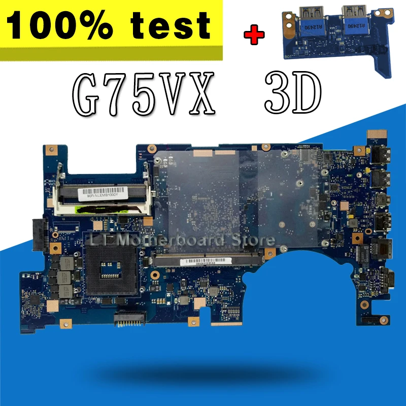 Отправка платы + G75VX материнская плата REV2.0 3D разъем PGA989 для For Asus G75V ноутбука