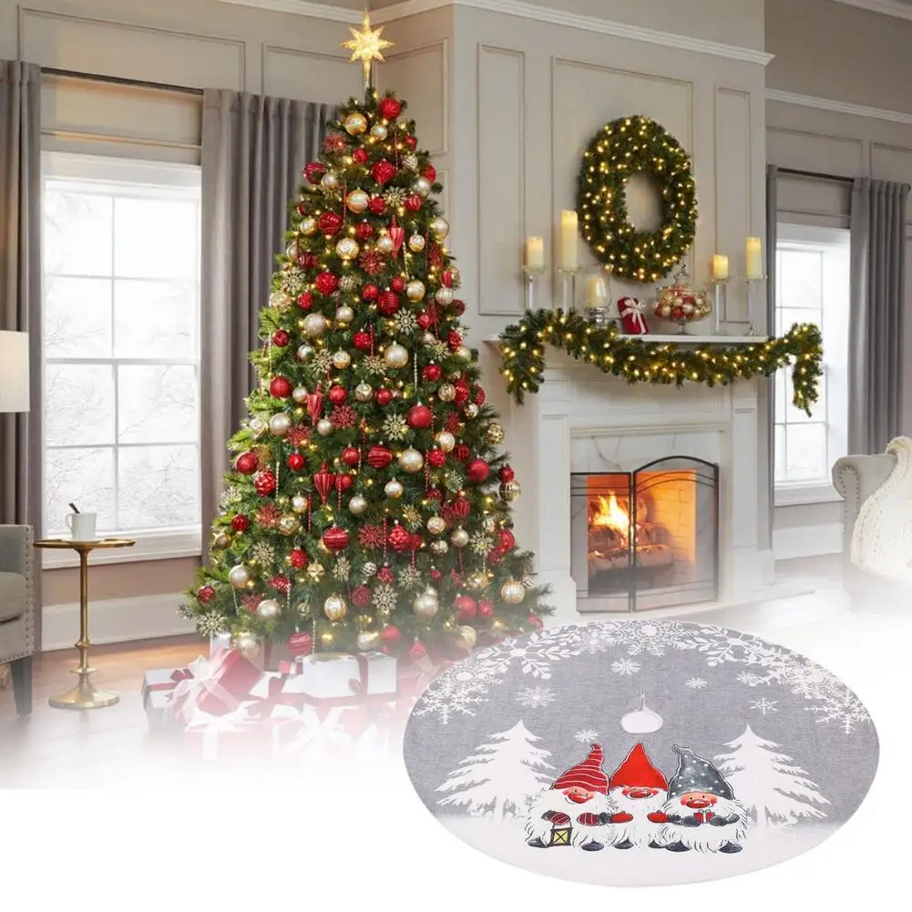 

46.8 Inch Christmas Tree Skirt Decoration Flannel Christmas Tree Wrap Bottom Ornaments With Swedish Gnomes Tomte Santa Pattern