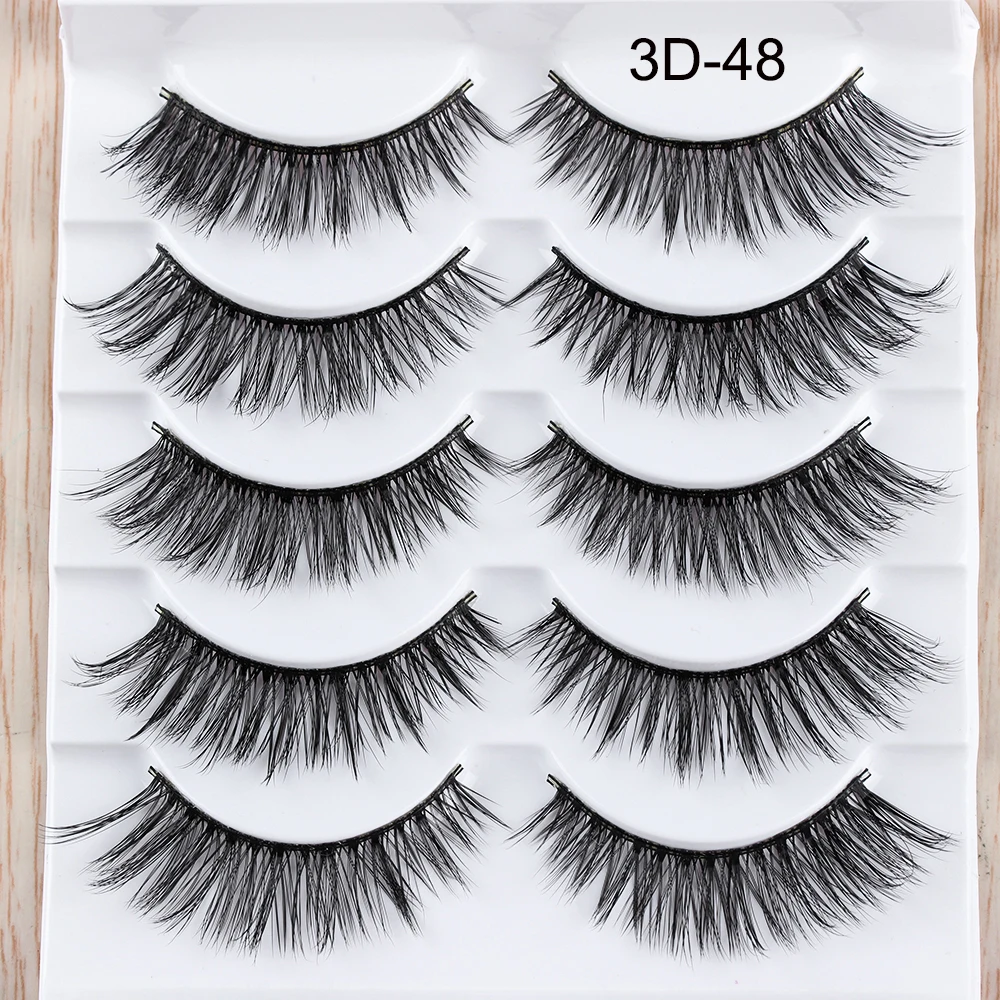 3D-48 SKONHED, 5 пар, 3D накладные ресницы из искусственного меха норки, накладные ресницы, полные полоски, удлинение, пушистые, Think Lashes, натуральный макияж для глаз, 8 видов стилей - Цвет: 3D-48