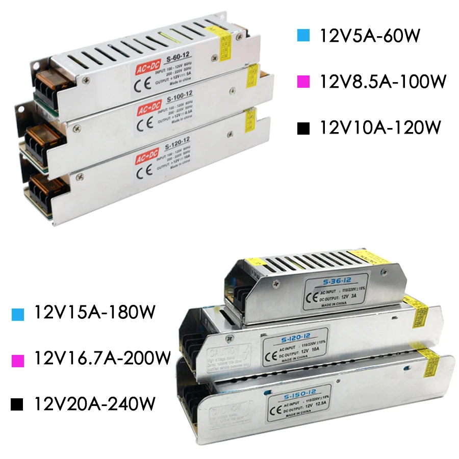 Питание источник постоянного тока 12 V 24 Вольт трансформаторы Светодиодный