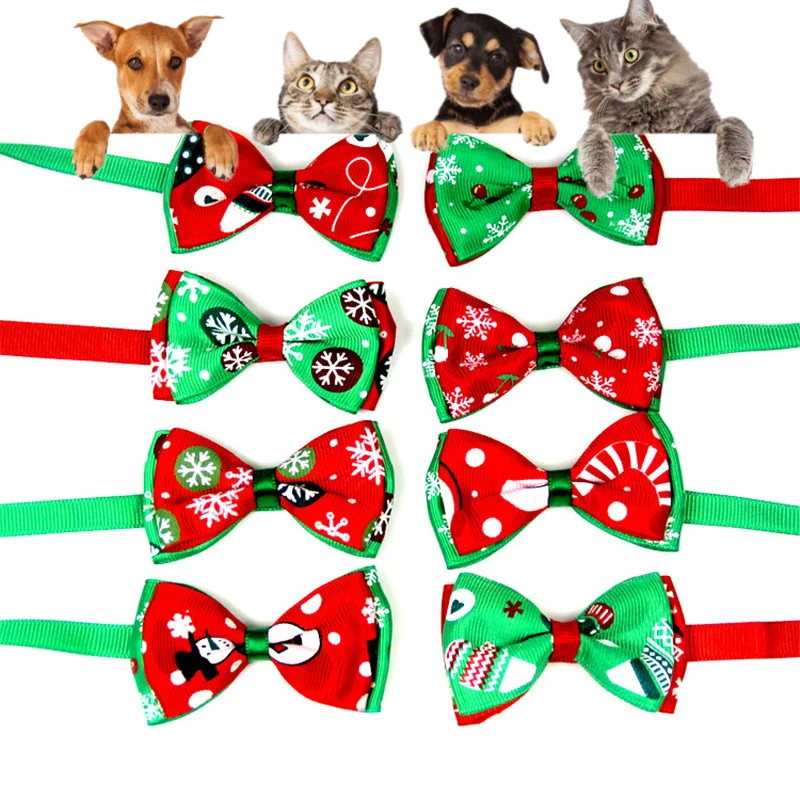 Рождественская серия ошейник галстук бабочка для домашних питомцев с