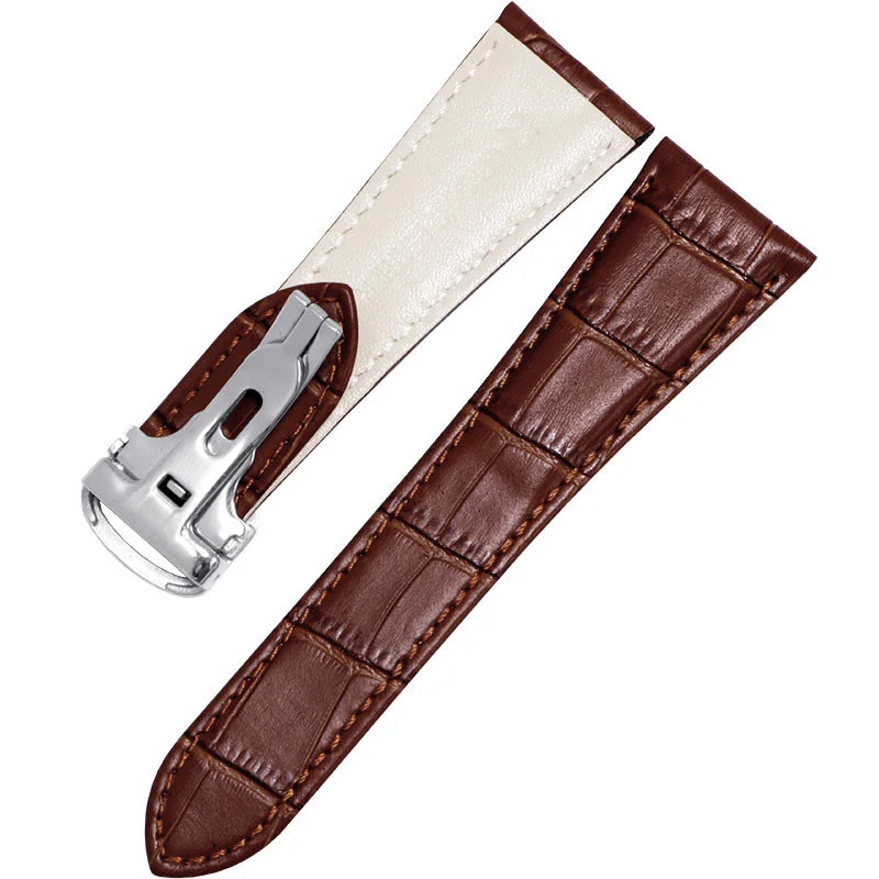 Genuine Leather Strap Substitute Cartier Tank Solo Sereis Men's Mechanical Watch Accessories 23mm 25mm Black Brown Watch Chain