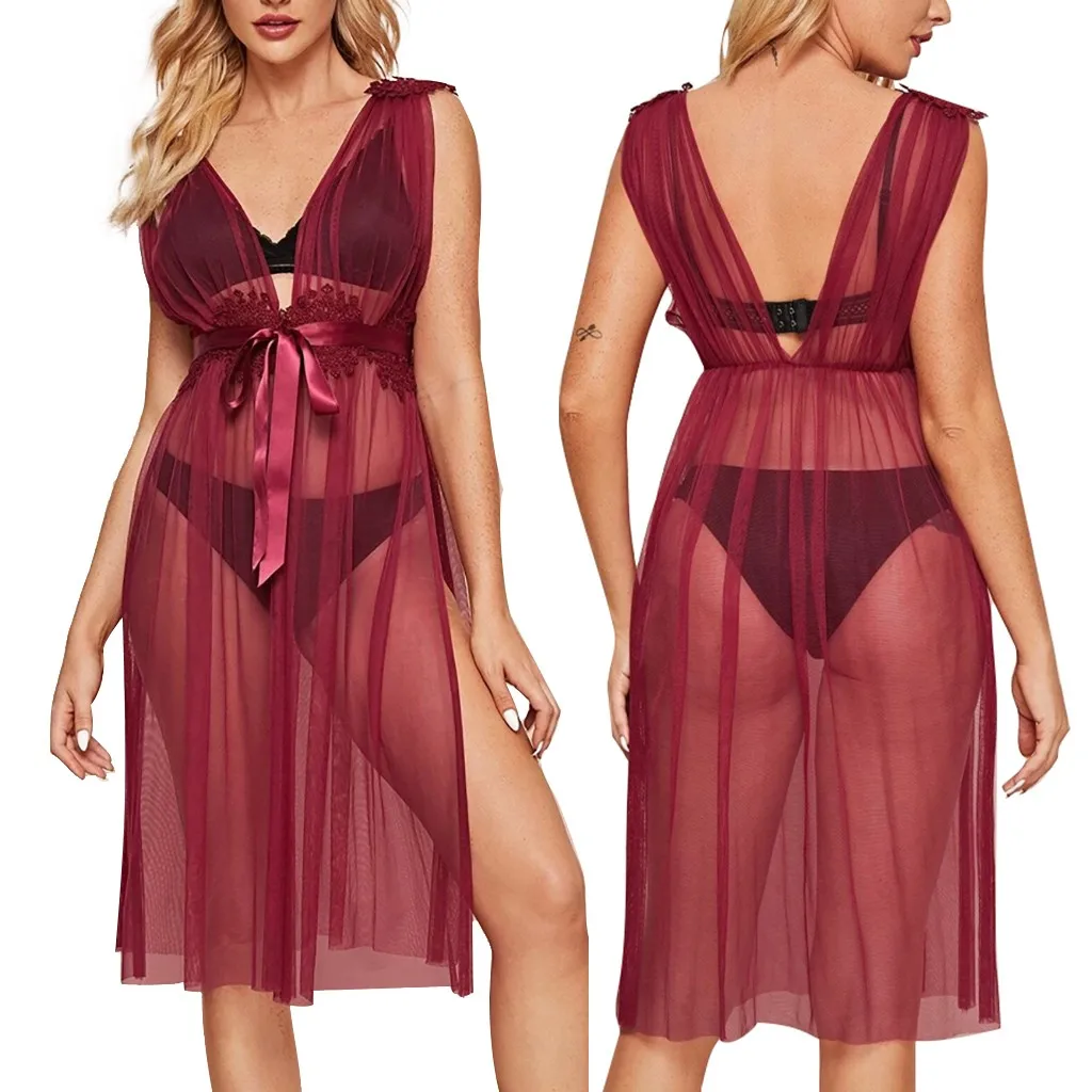 Сексуальное женское белье сексуальная блузка Халат + G-стринги порно одежда для