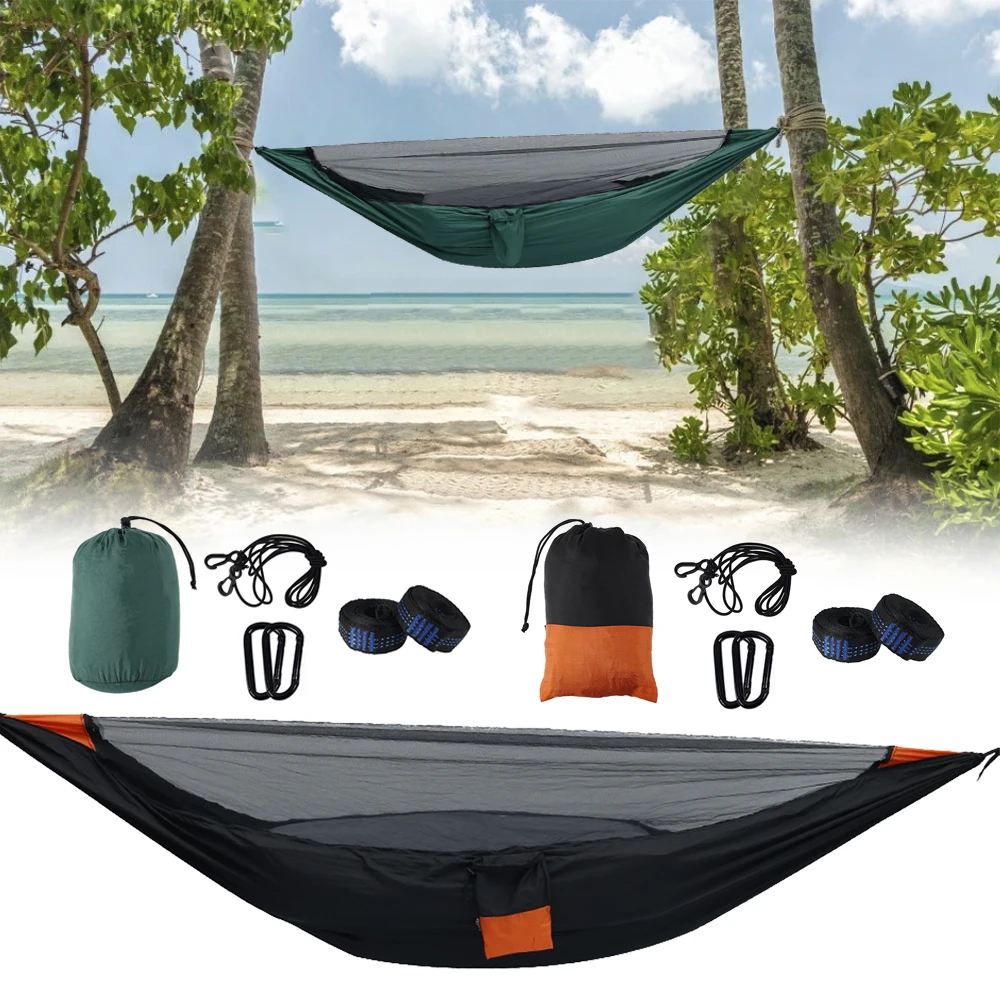 

Camping Parachute Hammock with Mosquito Bug Net Portable Hammocks Tent Hanging Bed for Indoor Outdoor Hiking Camping