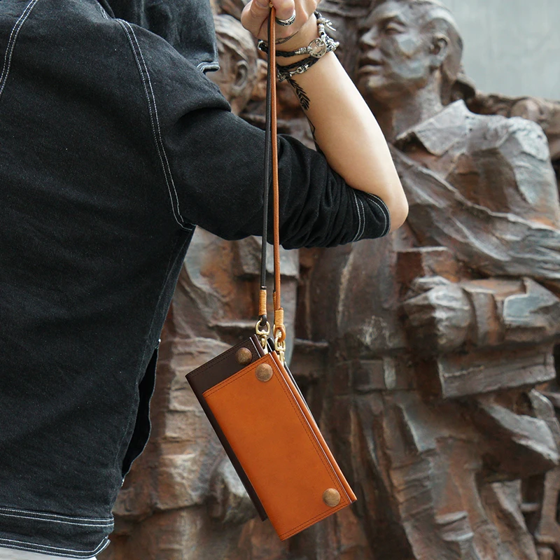 Высококачественный винтажный мужской кошелек из натуральной воловьей кожи на