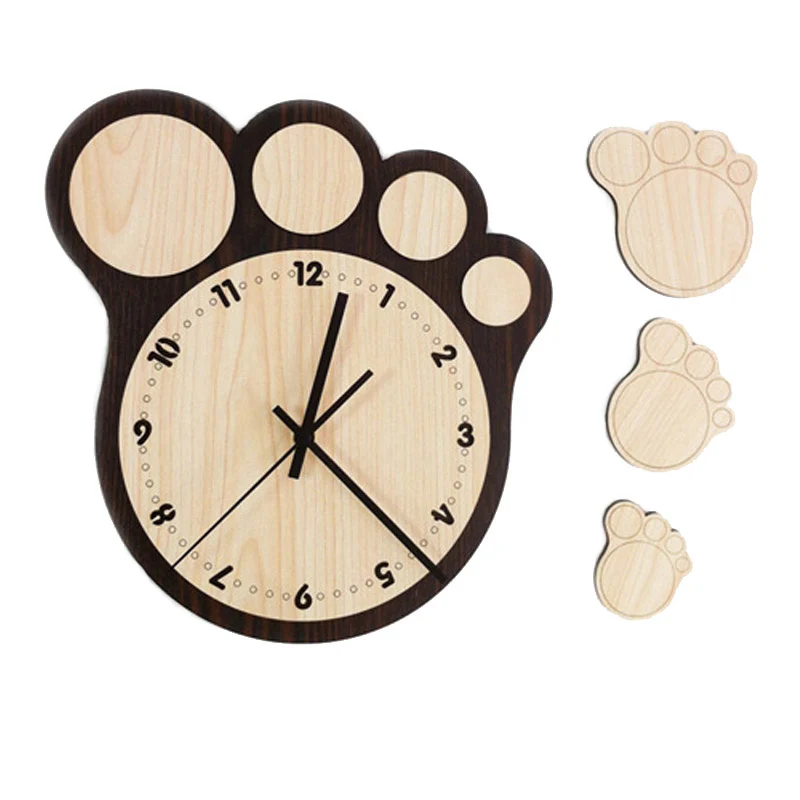 

Cute Cartoon Wall Clock for Kids Rooms Wood Creative Wooden Wall Clock Animal Decoration Chambre Enfant Zegar Home Decor AD50WC