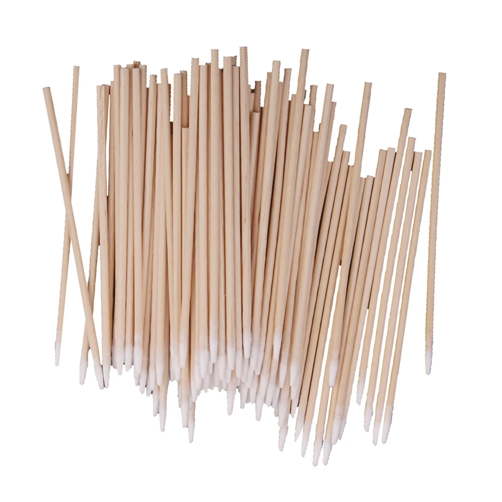 

100pcs Cotton Swabs Laboratory Wood Handle Makeup Applicator 10cm - Great for wound care makeup applications hobbies crafts