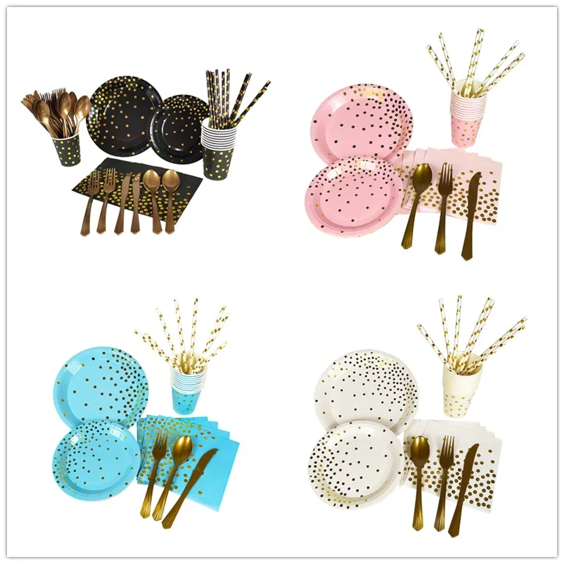 

200ps Vaisselle Jetable Tableware посуда, набор одноразовых столовых приборов бумажные стаканчики и тарелки Napins для дня рождения вая да