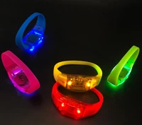 bracelet abs silicone flash sound control glow party ball party night run light bracelet led light wrist strap new gift