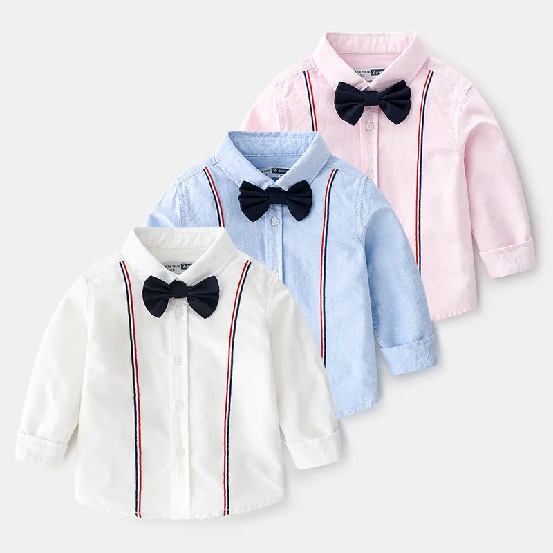 Блуза для мальчика весна 2020 длинный рукав хлопок мультяшный галстук бабочка