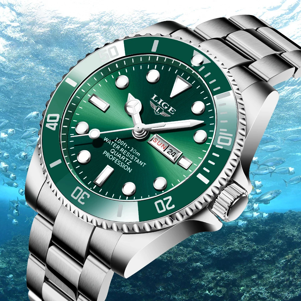 

2021 New LIGE Watch Men Watches Waterproof Clock Man Top Brand Luxury Watches Mens Quartz Wristwatch Diver Relogio Masculino+Box