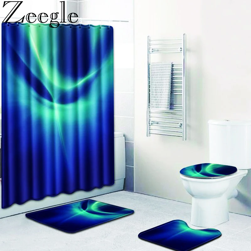 Коврик для ванной ковер коврики набор и занавеска душа Туалет пьедестал коврик