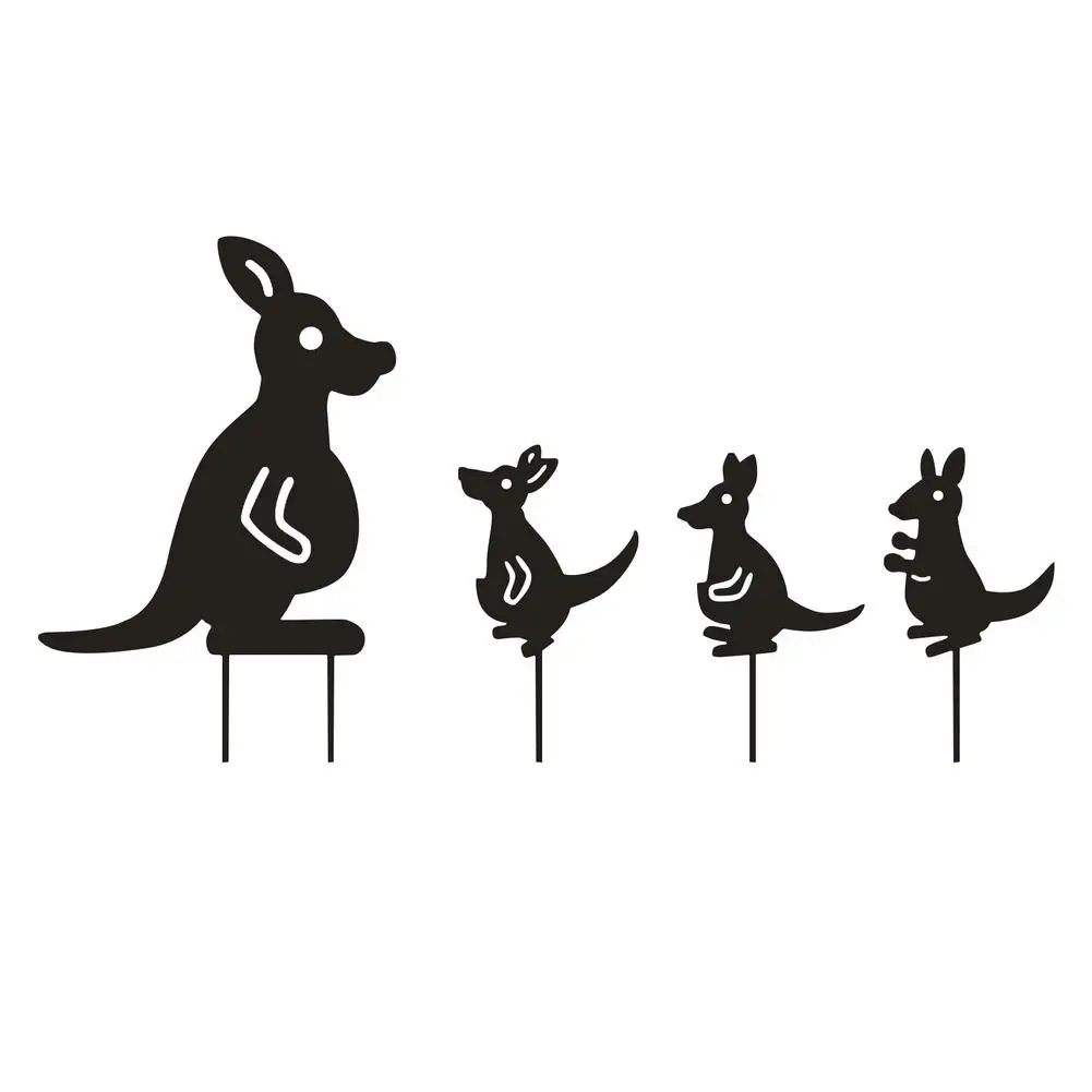 

Creative Hollow Metal Garden Decoration Wrought Iron Lawn Ornaments Kangaroo Family Garden Crafts Lawn Decor