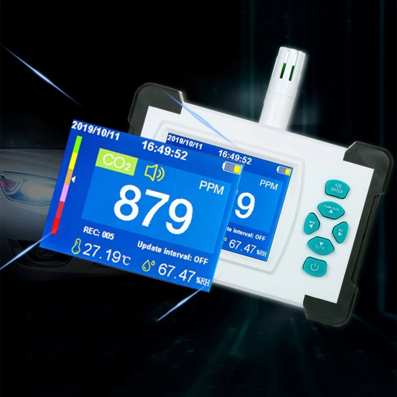 

Portable Carbon Dioxide Air Quality Monitor with Temperature Humidity Display