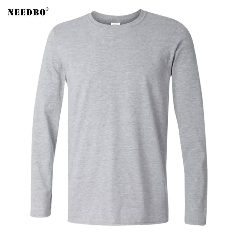 Fast Shipping Mens Cotton T-Shirt Men Long Sleeved O-Neck Solid Color Casual Men T Shirt Plus Size Tee-Shirt Homme Male Tops Tee