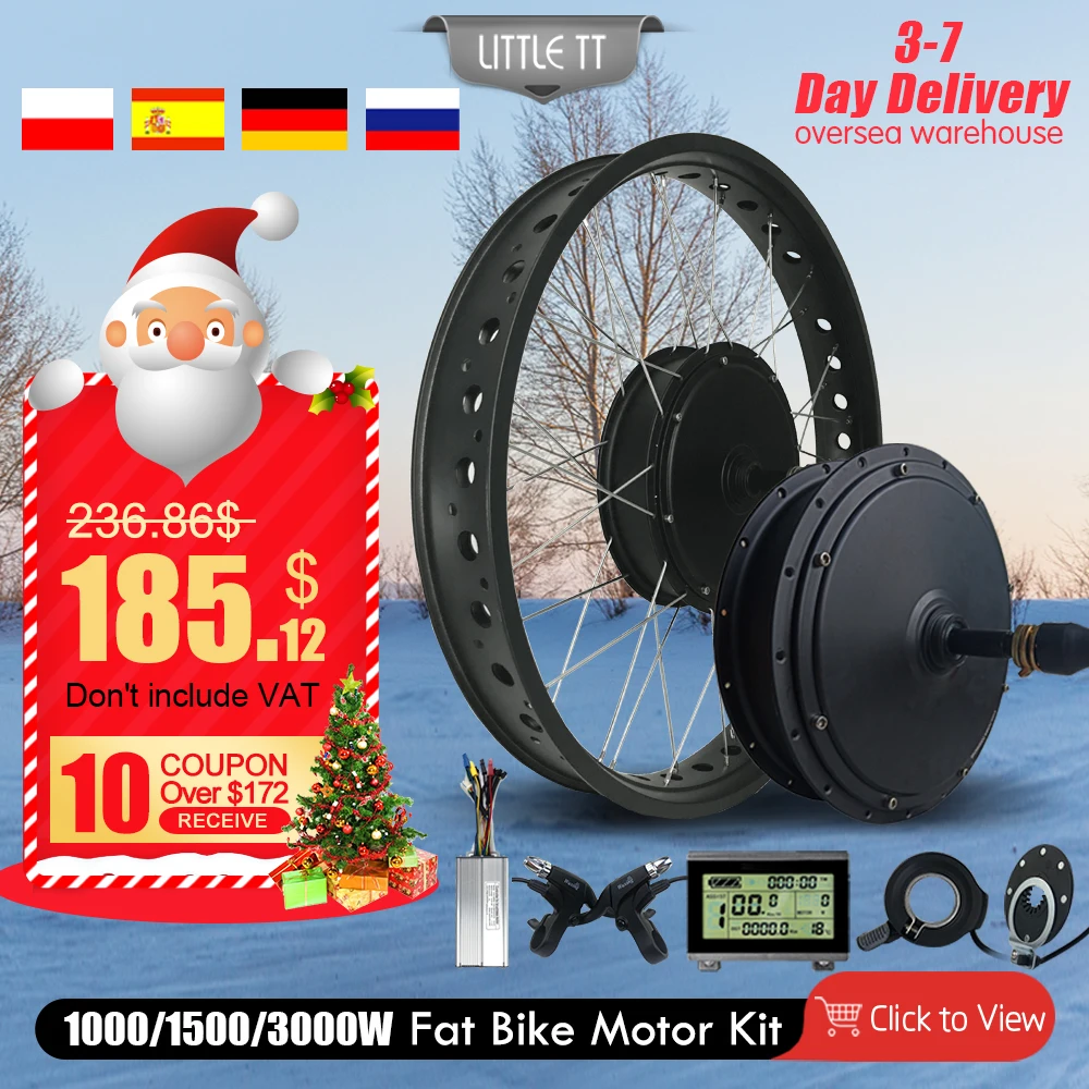 Electric Fat Bike Motor Wheel 20 26 Inch 4.0 Tyre 48V1000W 1500W 72V 3000W Snow Bicycle Conversion Kit | Спорт и развлечения