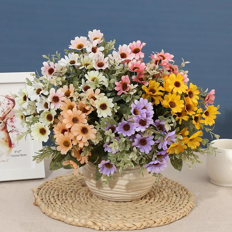 

silicone flowers artificial Daisy bouquet home decoration wedding decoration photography props restaurant hotel decoration