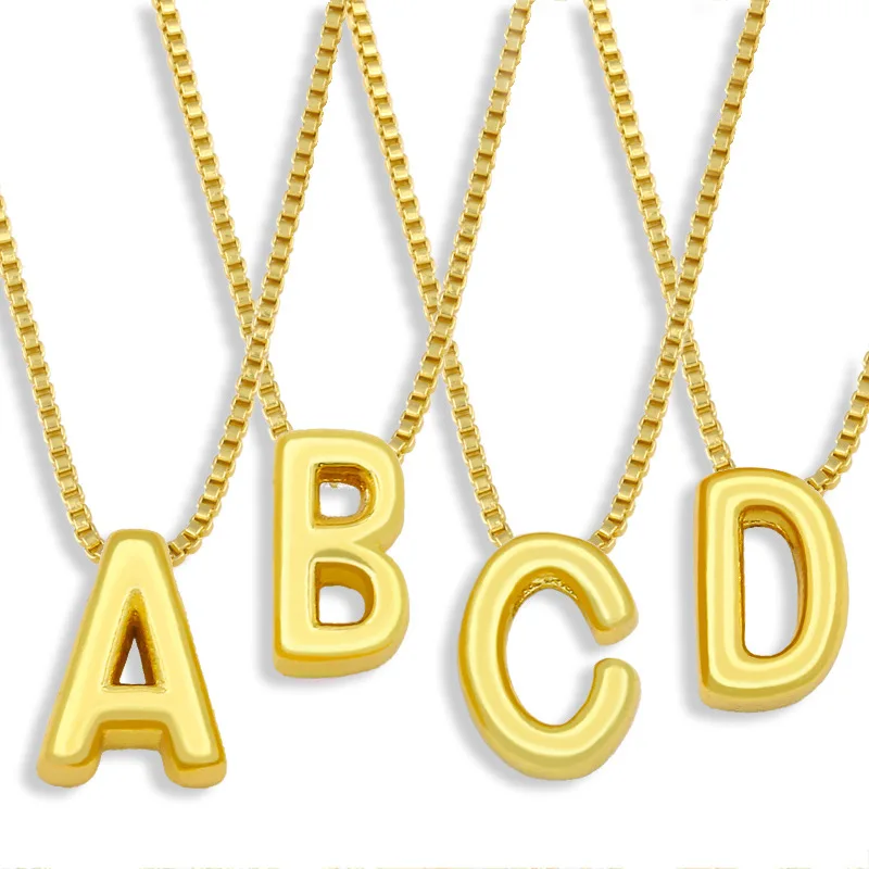 

Fashion Copper Gold Plated Letter Pendant Female Metal 26 Alphabet Charm Combo DIY Necklace Jewelry Accessories Gifts For Friend
