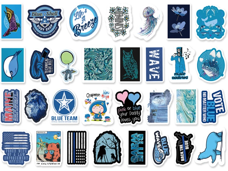 

61 pcs Blue ins wind Graffiti Waterproof Skateboard Travel Suitcase Phone Laptop Luggage Stickers Cute Kids Girl Toys