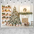 Фон для фотосъемки с рождественской елкой Avezano, зимний камин, подарок, венок, декор для фотостудии