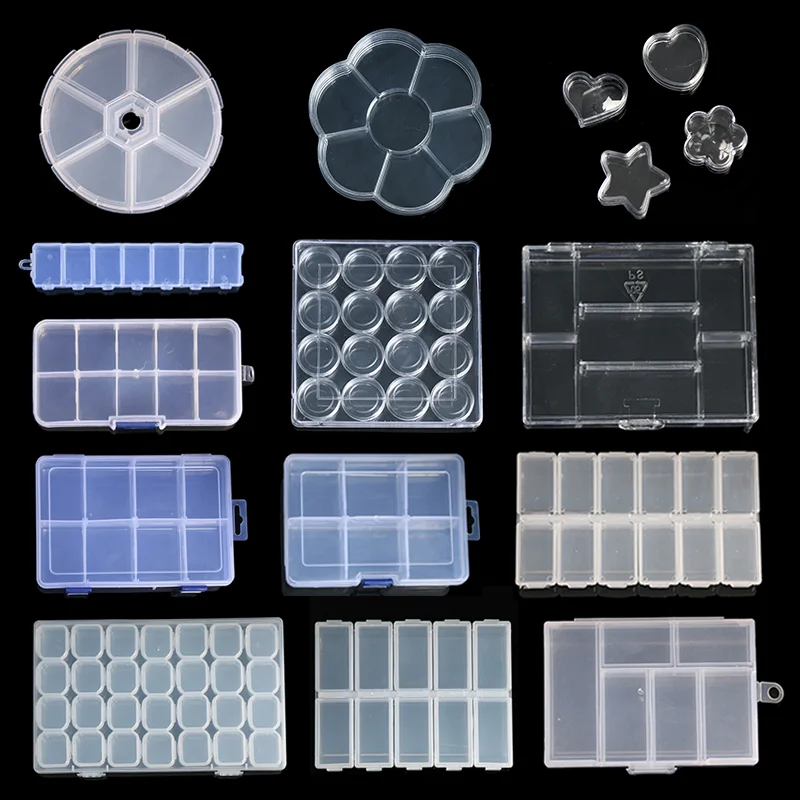 

Прозрачный пластиковый контейнер для хранения ювелирных изделий, органайзер, регулируемые кольца, бусины, фотобокс для ювелирных изделий, ...