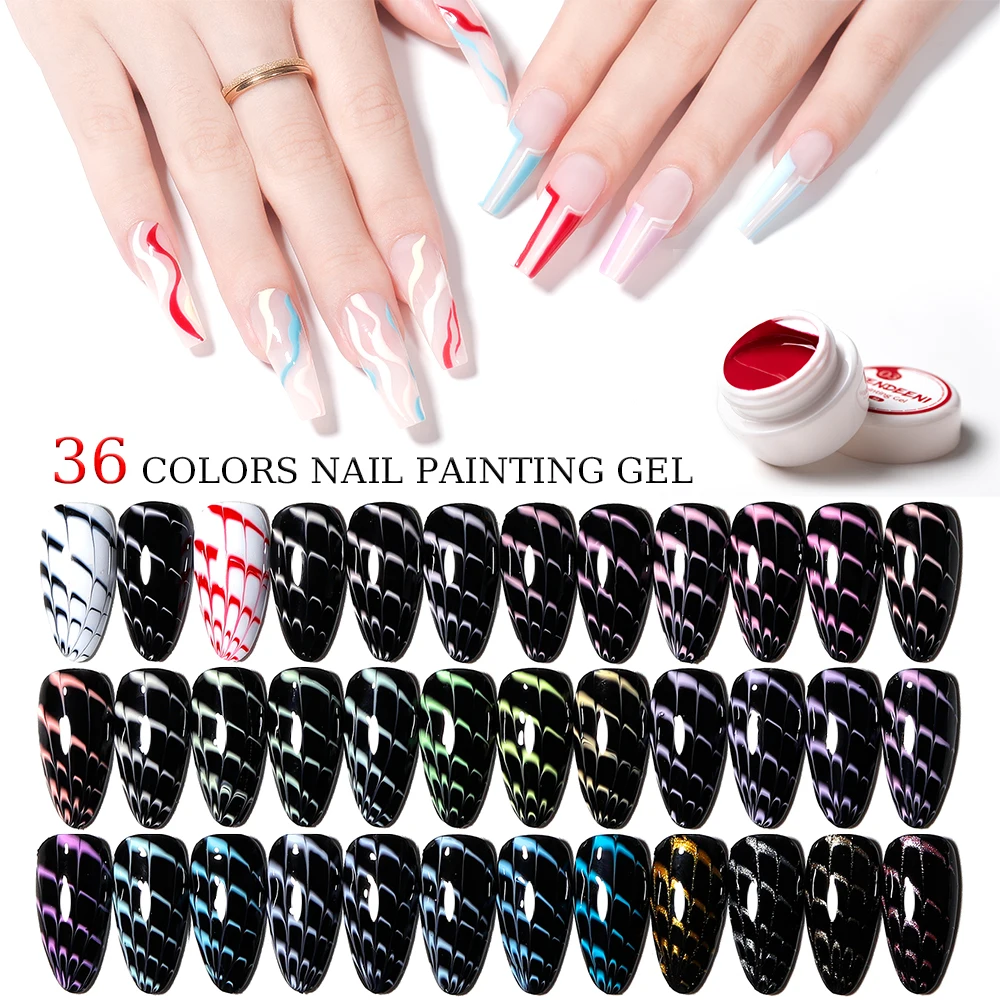 Vendeeni 36 Colors/Set Painting Gel Nail Polish Pure Color UV Gel Varnish Thick Jelly Color Mud Drawing Gel For Nail Art Design
