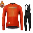 Новинка 2021, зимняя утепленная флисовая одежда для велоспорта, Мужской трикотажный костюм, спортивная одежда для велоспорта и езды на велосипеде, теплые комплекты с нагрудником