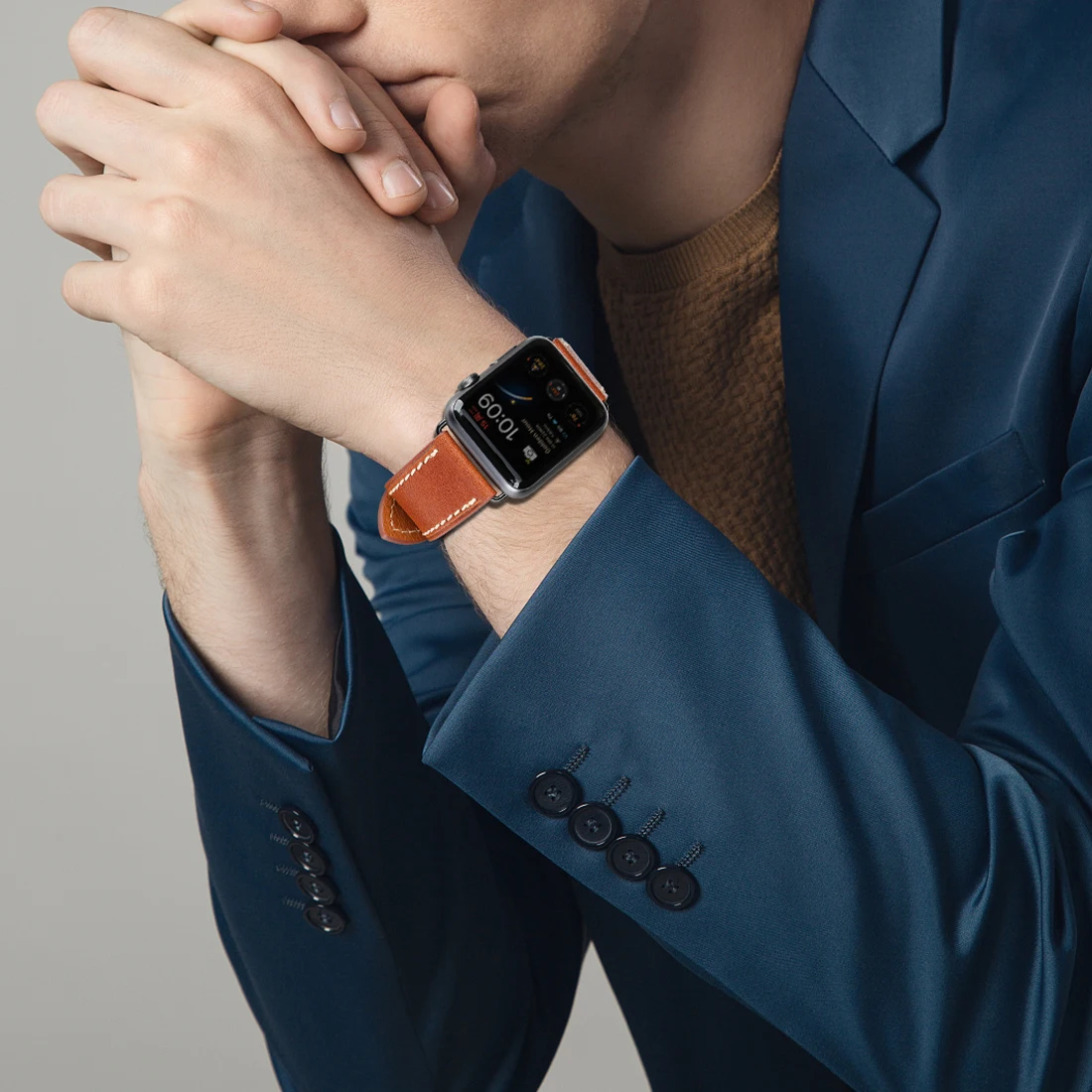 100% Genuine Cow Leather Loop Bracelet Belt Band For Apple Watch 7 6 SE 5 4 42MM 38MM 44MM 40MM Strap For iWatch 41MM 45MM