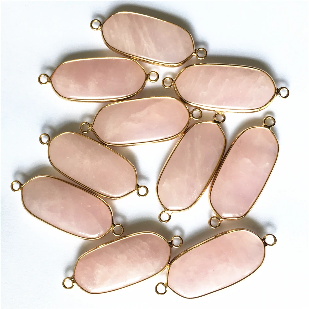 Подвески с натуральными розами из кварцевого камня соединители разноцветным