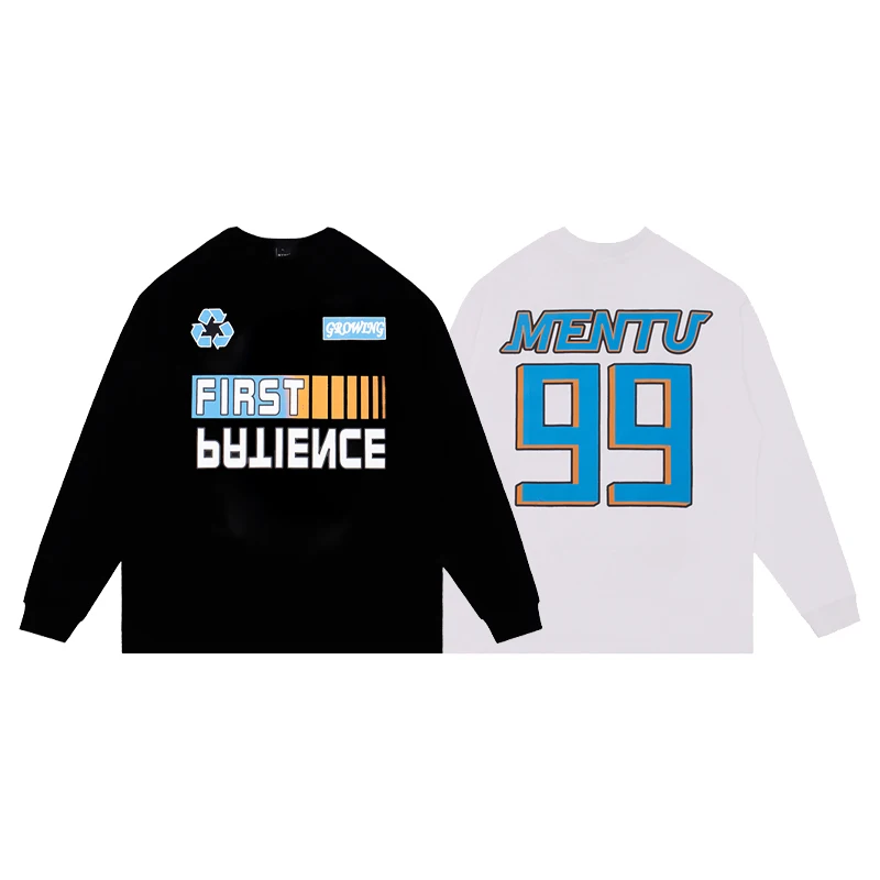 

Street digital printing long-sleeved T-shirt men's trendy brand hip-hop loose round neck bottoming shirt for men and women