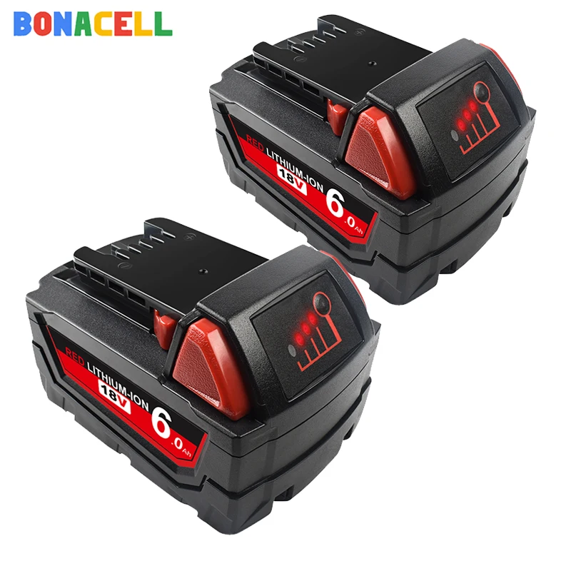 Сменный литий ионный аккумулятор bonacel 18 в 6000 мАч M18 XC для батарей Milwaukee 48 11 1815 M18B2 M18B4