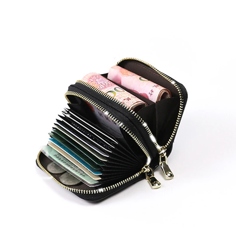 1 pc Unisex 2 Layers Card Holder Leather Women Credit  Cards Case Female Business Card Holder Wallet tarjetero hombre