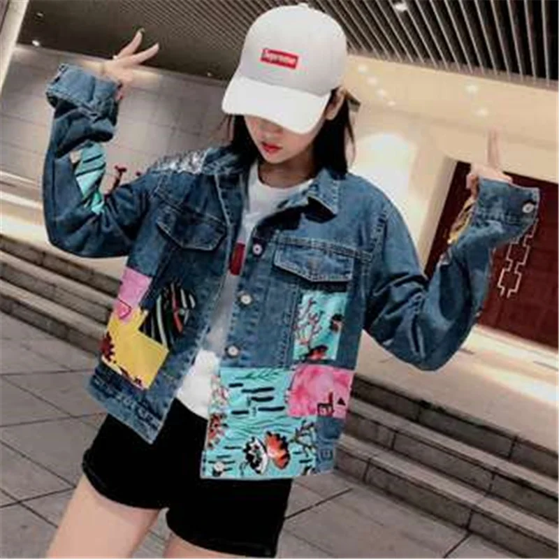 2020 весенняя одежда для девочек новый коллаж абстрактным узором расшитое