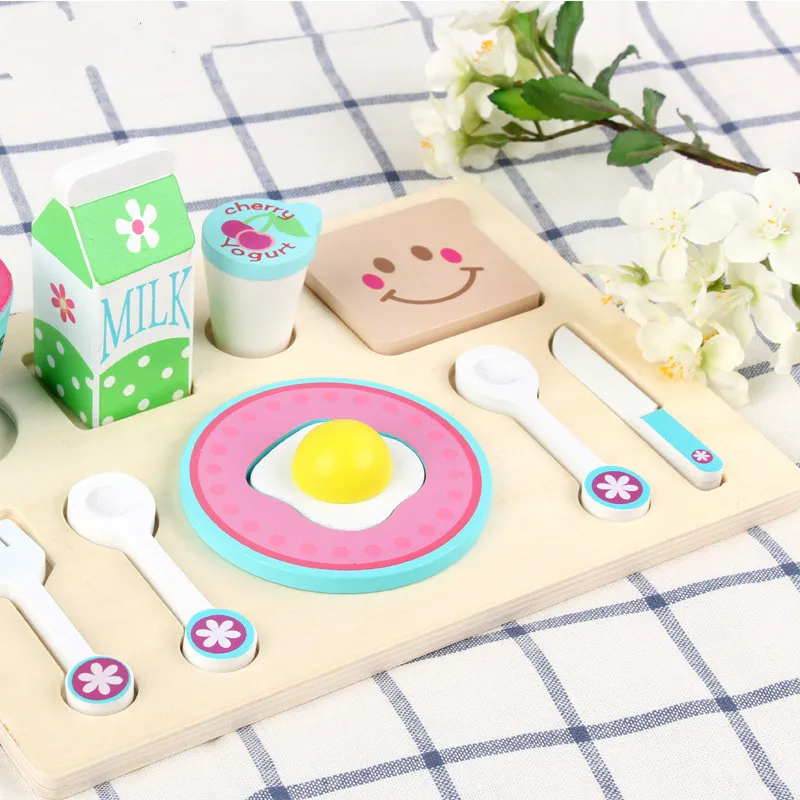 Комбинация для завтрака кухонные игрушки деревянный игровой домик игрушка детей