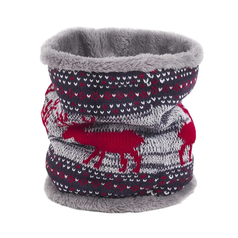 Теплые Рождественские шарфы с принтом вязаные флисовые унисекс зимние