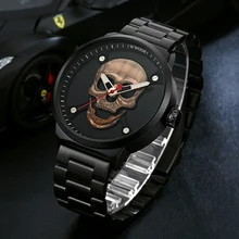 Hot Fashion Skull Watch Men Sports Watches Top Brand Luxury Stainless Steel Waterproof Quartz Wristwatches Male Creative Clock