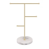 white marble pattern simple decorative jewelry necklace stand display stand ring earring storage