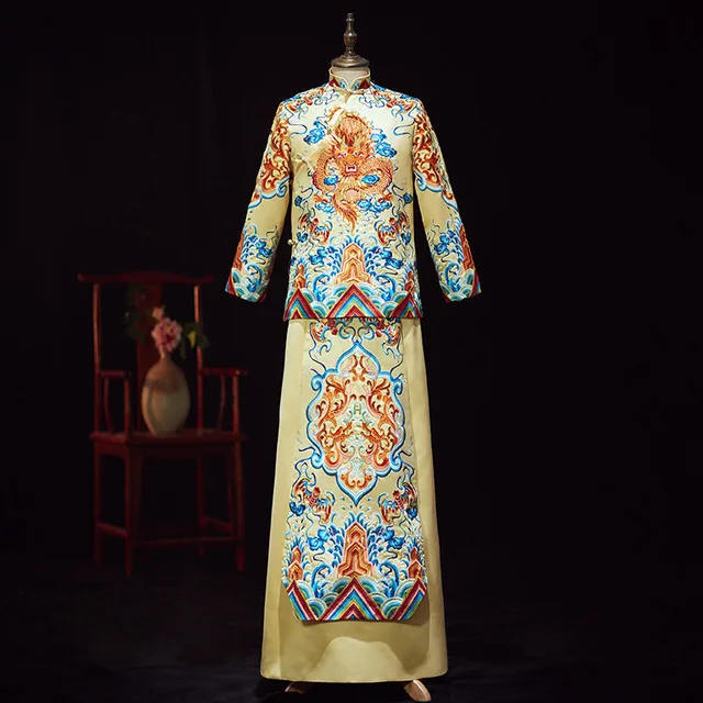 2019 Азиатский Жених новый дизайн халат Китайский античный Мужская Свадебная