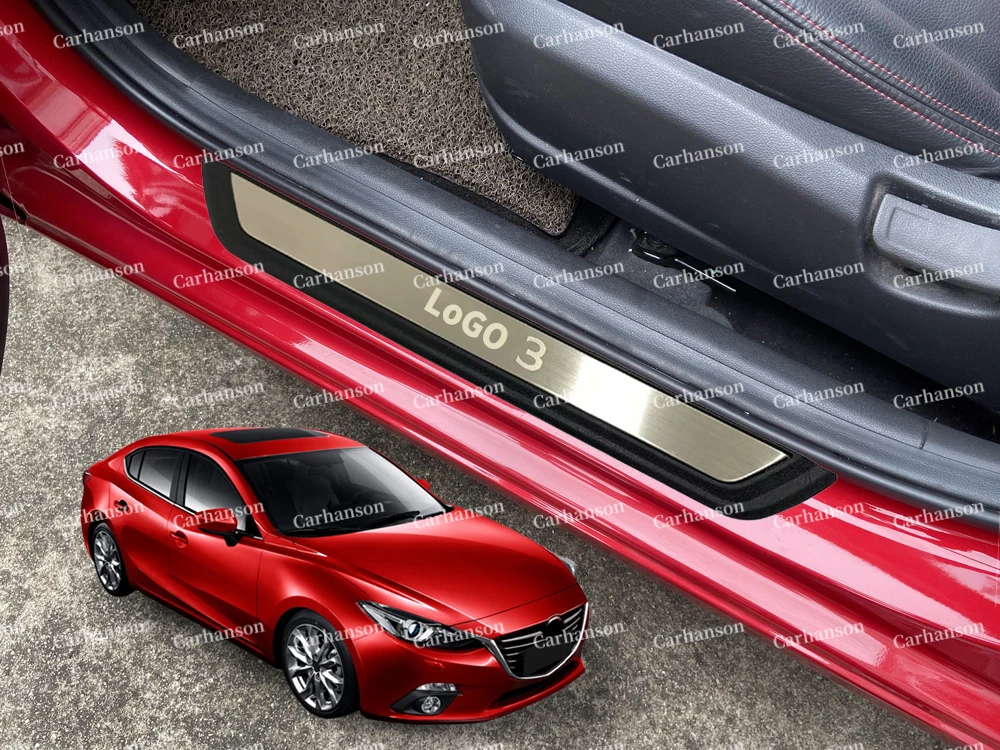 For Mazda 3 2020 Car Accessories Door Sill Trim Protector Pedal Strip Auto Scuff Plate Cover Stainless Steel Styling Sticker | Автомобили