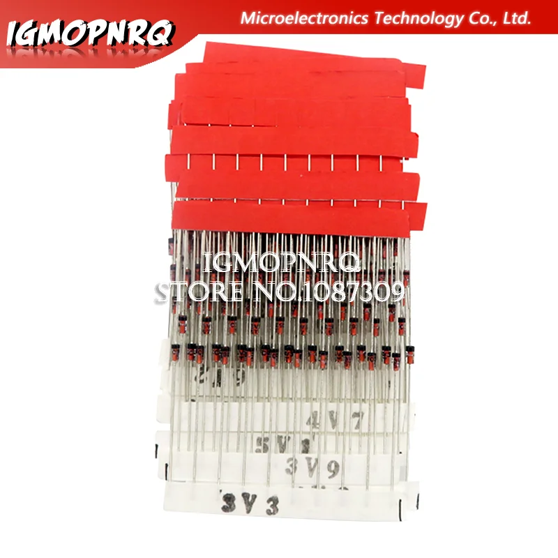 270-Piece Zener Diode Kit 0.5W Assortment Set 2V4-33V 1/2W 12V 18V 5V1 5V6 3V3 3V6 4V3 4V7 6V2 6V8 7V5 20V 22V image 2