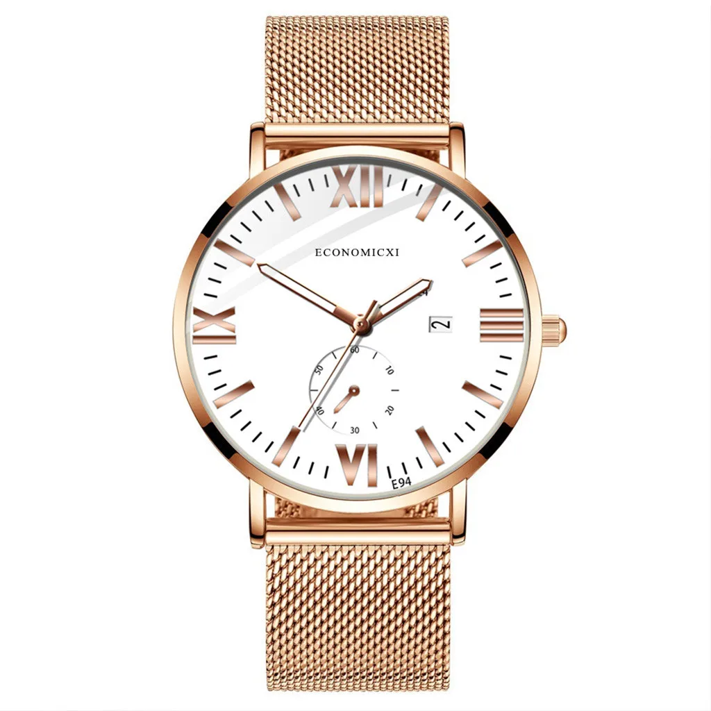 Модные простые часы из нержавеющей стали со светящимся маленьким циферблатом