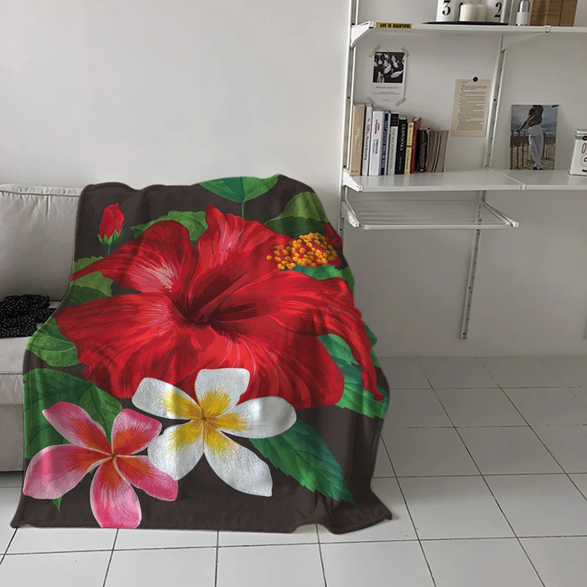 Фланелевое Одеяло с принтом в виде красных цветов | Дом и сад