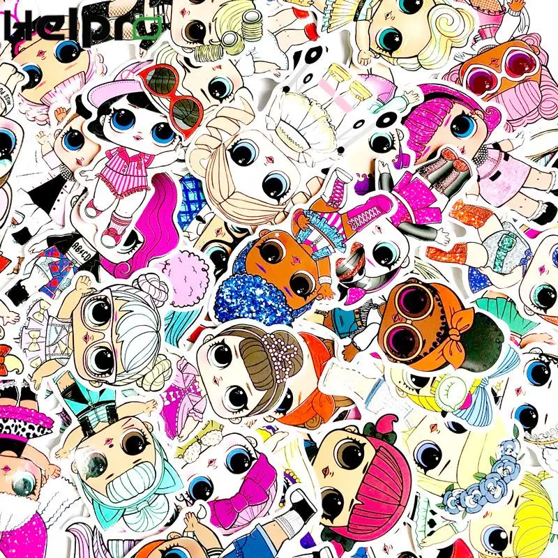 Helpro 50 шт./упак. LOL девушка наклейки на стену сюрприз куклы для детской ПВХ граффити
